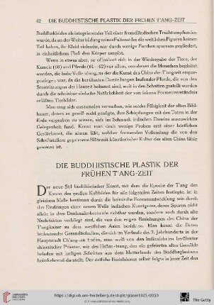 Die buddhistische Plastik der frühen T'ang-Zeit