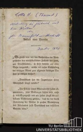 Anstatt einer Vorrede.