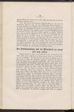 Der Zusammenhang und der Widerstreit der Kunst mit dem Leben.