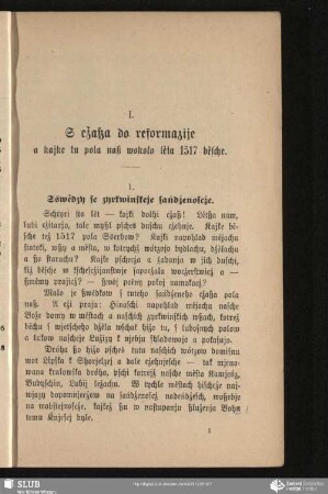 I. S cžaßa do reformazije a kajke tu pola naß wokoło lěta 1517 běsche