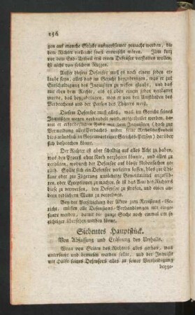 Siebentes Hauptstück. Von Abfassung und Eröfnung des Urtheils