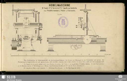 Hobelmaschine 6' lang, 2 2/3' breit & 2 2/3' hoch zu hobeln : 1/15 n. Gr.