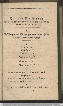 Von den Gleichungen