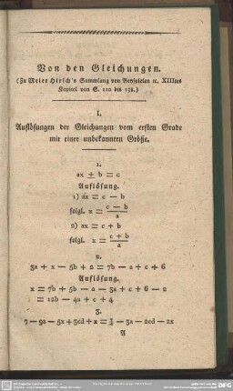 Von den Gleichungen