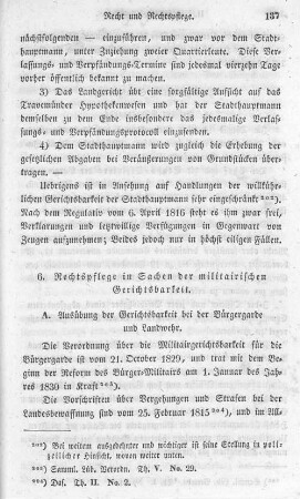 A. Ausbildung der Gerichtsbarkeit bei der Bürgergarde und Landwehr.