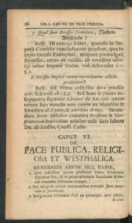 Caput VI. De Pace Publica, Religiosa Et Westphalica