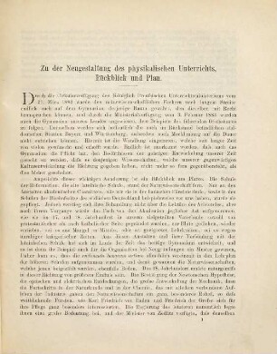 Über die Neugestaltung des physikalischen Unterrichts