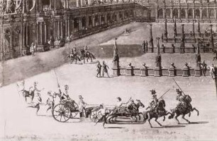 Dresden, Damenringstechen in der hölzernen Arena am 06. Juni 1709