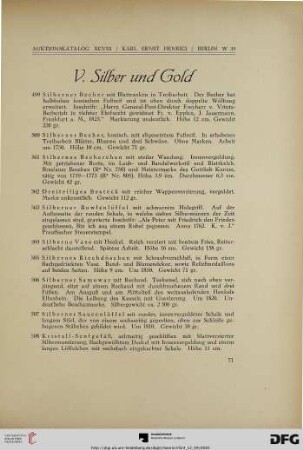 V. Silber und Gold (Nr. 499-535d)
