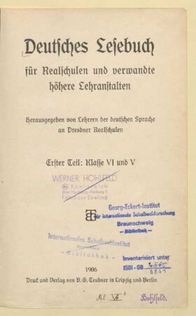 Teil 1 = Kl. 6 und 5, [Schülerband]: [Teil 1 = Kl. 6 und 5, [Schülerband]]