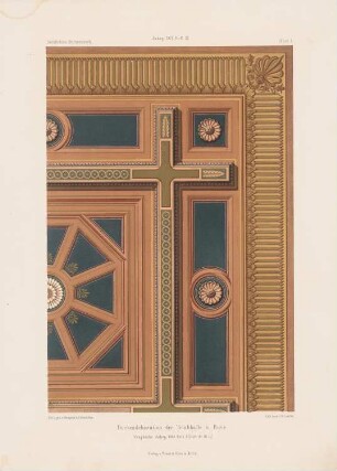 Deckendekoration Trinkhalle, Paris: Deckenansicht (aus: Architektonisches Skizzenbuch, H. 108/3, 1871)