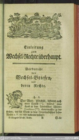 Vorbericht von Wechsel-Briefen und deren Rechte