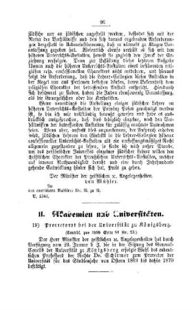 Prorectorat bei der Universität zu Königsberg : [II. Akademien und Universitäten]