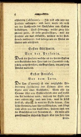 Erster Abschnitt. Von der Prosodie.