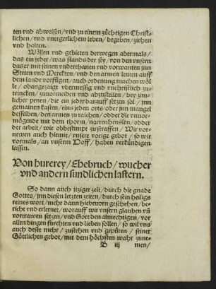 Von hurerey/ Ehebruch/ wucher und andern sundlichen lastern.