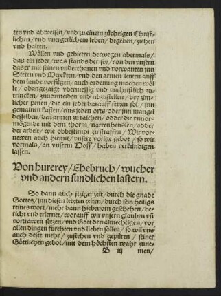 Von hurerey/ Ehebruch/ wucher und andern sundlichen lastern.