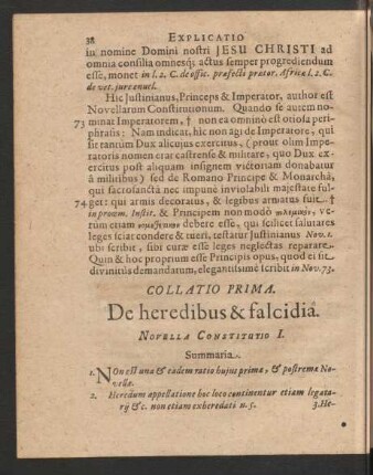 Collatio Prima. De heredibus & falcidia. Novella Constitutio I. - Novella VI.