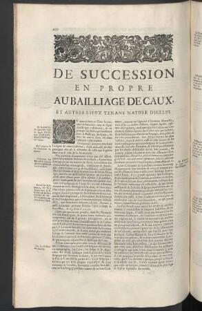 De succession en propre aubailliage de caux.