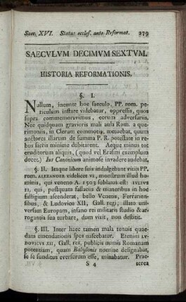 Saeculum Decimum Sextum. Historia Reformationis.
