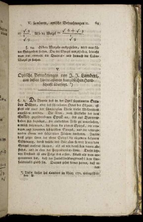 V. Optische Betrachtungen.