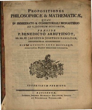 Propositiones philosophicae & mathematicae