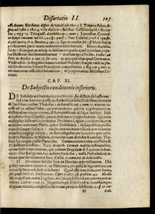 Cap. XI. De Subjectis conditionis inferioris.