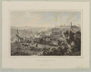 Stadtansicht von Reichenbach im Vogtland von Osten, aus Rohbocks und Koehlers Königreich Sachsen, Thüringen und Anhalt von 1862