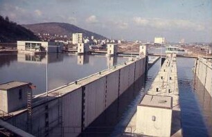 Obertürkheim, Kraftwerk, Wehr, Schleuse, Oberwasser