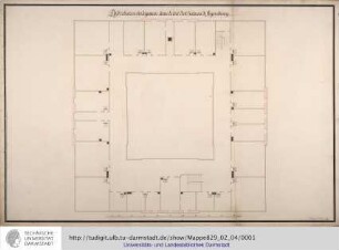 Distribution des logemens dans le toit du Chateau de Jegersbourg [Jagdschloss Jägersburg/ Region Starkenburg]. [ca.1735]