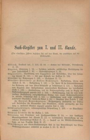 Sach-Register zum I. und II. Bande.