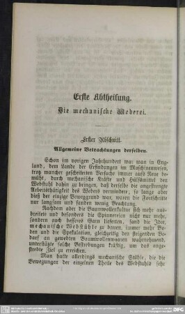 Erste Abtheilung. Die mechanische Weberei