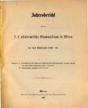 Jahresbericht, 1862/63