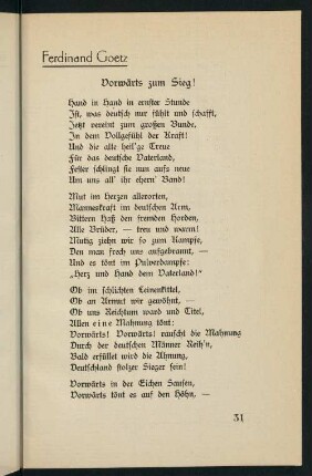 31-50, Vorwärts zum Sieg! - Sturmlied 1914