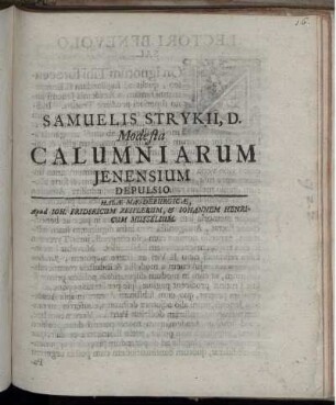Samuelis Strykii, D. Modesta Calumniarum Ienensium Depulsio