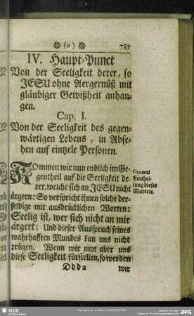 IV. Haupt-Punct. Von der Seeligkeit derer, so Jesu ohne Aergernüß mit gläubiger Gewißheit anhangen
