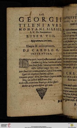 Liber VIII: Epigrammata continens. Elogia & inscriptiones de Carolo V. Imperatore