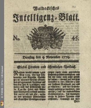 No. 45, Dienstag den 9 November 1779
