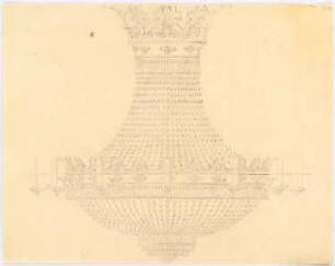 Königliche Oper (auch: Staatsoper unter den Linden, Lindenoper), Berlin Wiederaufbau (?): Kronleuchter für Petroleumlicht: Ansicht E