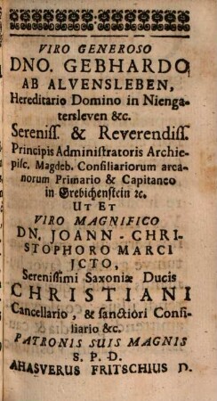 Ahasveri Fritschi JCti, Et Cancellarii Schwartzburgici Libellus De Gratia Principis erga Ministrum