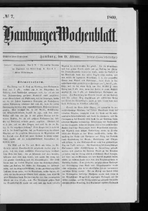 Nr. 7 1860. Hamburger Wochenblatt.