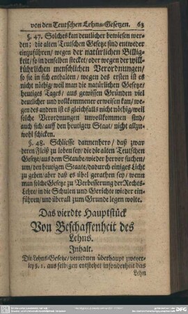 Das vierdte Hauptstück. Von Beschaffenheit des Lehns