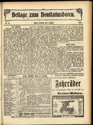 Zweite Ausgabe vom Sonntag, den 08. August 1909.