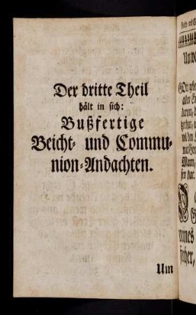 166-210, Der dritte Theil hält in sich: Bußferige Beicht- und Communion-Andachten.