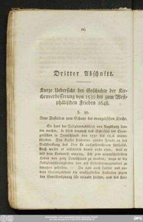 Dritter Abschnitt. Kurze Uebersicht der Geschichte der Kirchenverbesserung von 1530 bis zum Westphälischen Frieden 1648.