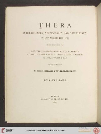 Band 2: Thera: Untersuchungen, Vermessungen und Ausgrabungen in den Jahren 1895 - 1902: Theraeische Gräber
