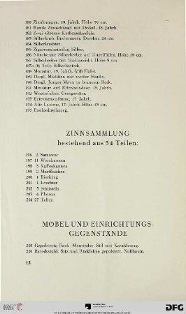 Möbel und Einrichtungsgegenstände (Nr. 205-215e)