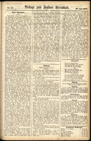 Zweite Ausgabe vom Samstag, den 20. Juli 1878.