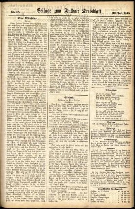 Zweite Ausgabe vom Samstag, den 20. Juli 1878.