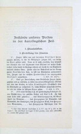 I. Staatsleben