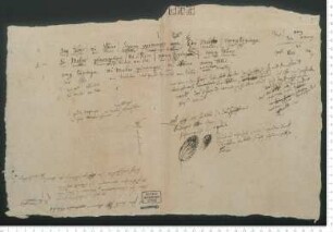 Exzerpt mit Notizen aus Gaspar de San Augustins "Compendio de la arte de la lengua Tagala" sowie Zeichnung